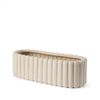 6" Beige Oval Ceramic Table Vase