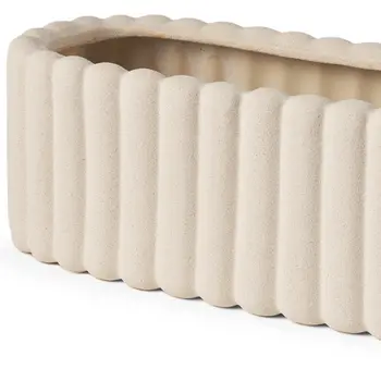 6" Beige Oval Ceramic Table Vase