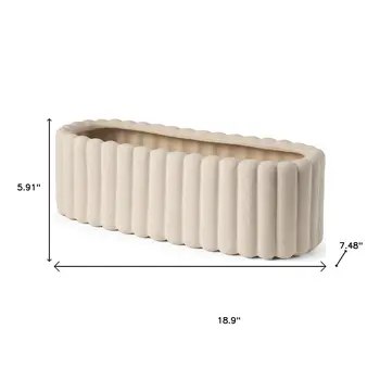 6" Beige Oval Ceramic Table Vase
