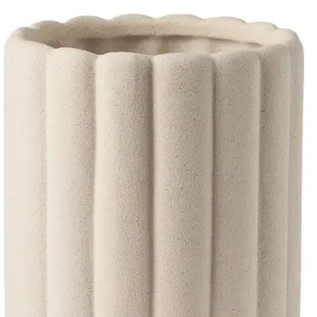 11" Beige Cylinder Ceramic Table Vase