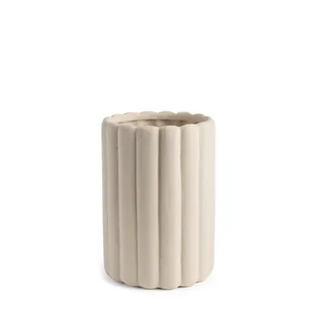 11" Beige Cylinder Ceramic Table Vase