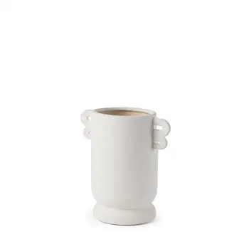 10" White Cylinder Ceramic Table Vase