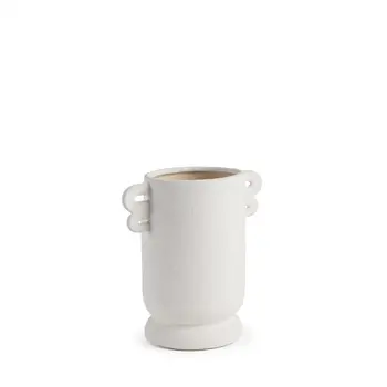 10" White Cylinder Ceramic Table Vase
