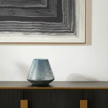 7" Blue Round Glass Table Vase