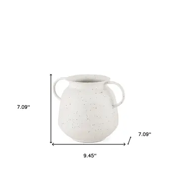 7" White Amphora Metal Table Vase