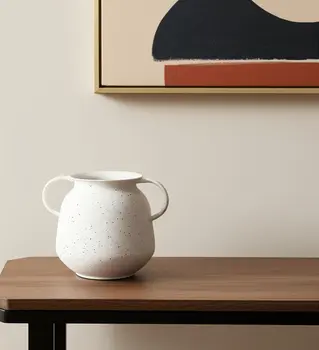 7" White Amphora Metal Table Vase
