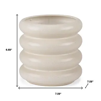 7" Cream Cylinder Ceramic Table Vase