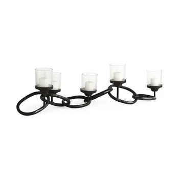 5" Black Distressed Abstract Metal Tabletop Votive Candle Holder
