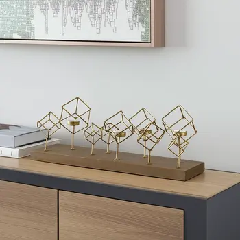 8" Brass Distressed Geometric Metal Tabletop Tealight Candle Holder