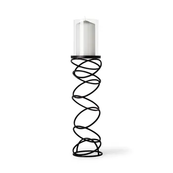 21" Black Geometric Glass And Metal Tabletop Pillar Candle Holder