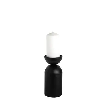 9" Black Metal Tabletop Pillar Candle Holder