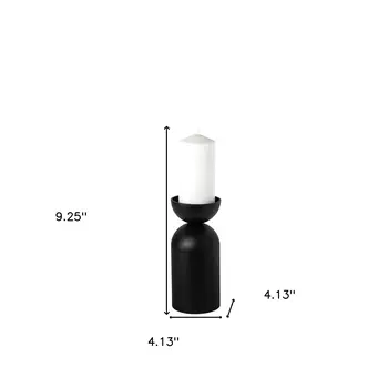 9" Black Metal Tabletop Pillar Candle Holder