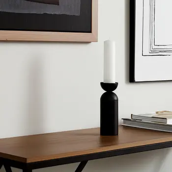 13" Black Metal Tabletop Pillar Candle Holder