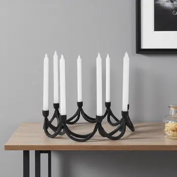 4" Black Abstract Metal Tabletop Candelabra Candle Holder