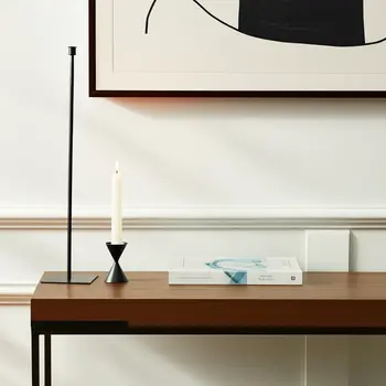 30" Black Abstract Metal Tabletop Taper Candlestick