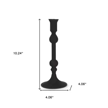10" Black Glass Tabletop Taper Candlestick
