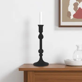 10" Black Glass Tabletop Taper Candlestick