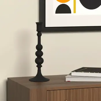 12" Black Glass Tabletop Taper Candlestick