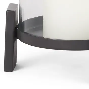 12" Black Glass Abstract Tabletop Hurricane Candle Holder