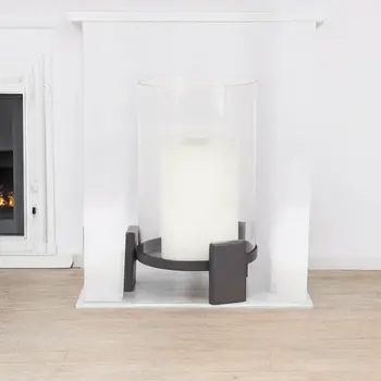 12" Black Glass Abstract Tabletop Hurricane Candle Holder