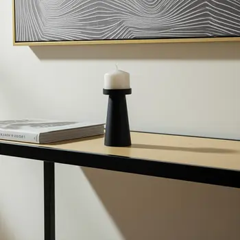 6" Black Metal Tabletop Pillar Candle Holder