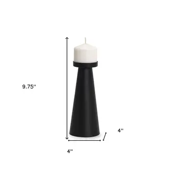 10" Black Metal Tabletop Pillar Candle Holder