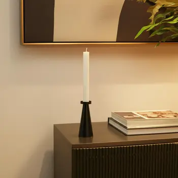 10" Black Metal Tabletop Pillar Candle Holder