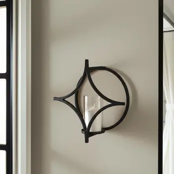 6" Black Quatrefoil Metal Wall Sconce Candle Holder