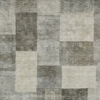 3' X 5' Taupe Geometric Washable Indoor Outdoor Area Rug