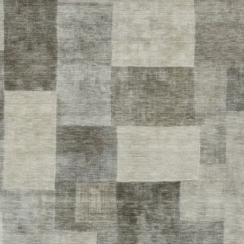 9' X 12' Taupe Geometric Washable Indoor Outdoor Area Rug