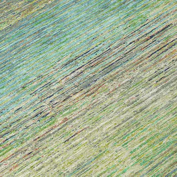 8' Artichoke Green Round Striped Washable Indoor Outdoor Area Rug