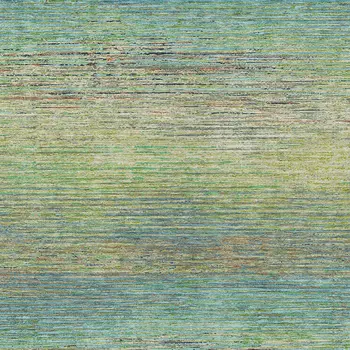 9' X 12' Artichoke Green Striped Washable Indoor Outdoor Area Rug