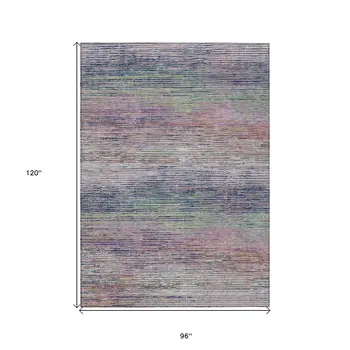 8' X 10' Blush Striped Washable Indoor Outdoor Area Rug