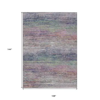 9' X 12' Blush Striped Washable Indoor Outdoor Area Rug