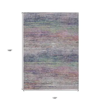 10' X 14' Blush Striped Washable Indoor Outdoor Area Rug