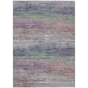 10' X 14' Blush Striped Washable Indoor Outdoor Area Rug