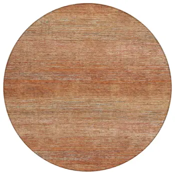 8' Copper Round Striped Washable Indoor Outdoor Area Rug
