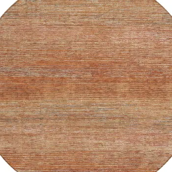8' Copper Round Striped Washable Indoor Outdoor Area Rug
