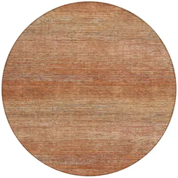 8' Copper Round Striped Washable Indoor Outdoor Area Rug