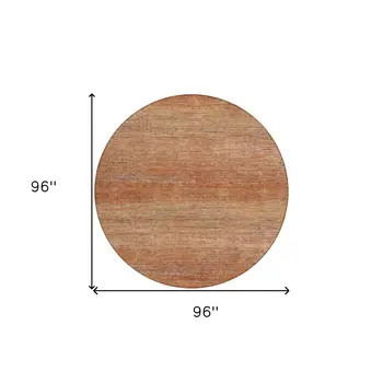8' Copper Round Striped Washable Indoor Outdoor Area Rug