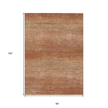 8' X 10' Copper Striped Washable Indoor Outdoor Area Rug