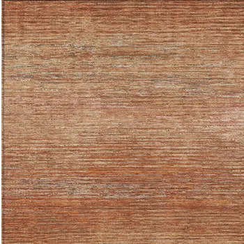 9' X 12' Copper Striped Washable Indoor Outdoor Area Rug
