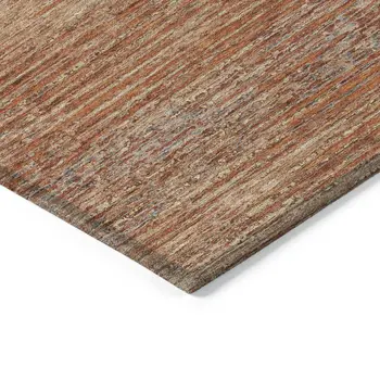 10' X 14' Copper Striped Washable Indoor Outdoor Area Rug