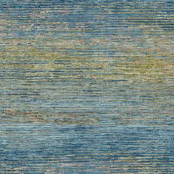 9' X 12' Denim Blue Striped Washable Indoor Outdoor Area Rug