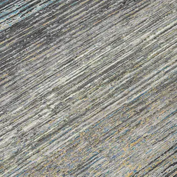 8' Granite Gray Round Striped Washable Indoor Outdoor Area Rug
