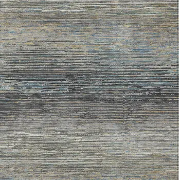 9' X 12' Granite Gray Striped Washable Indoor Outdoor Area Rug