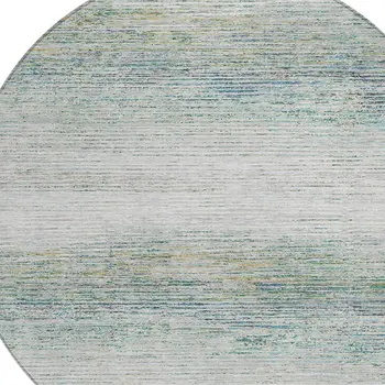 8' Linen Round Striped Washable Indoor Outdoor Area Rug
