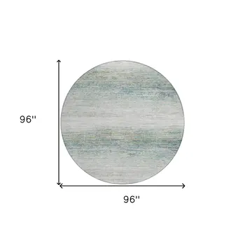 8' Linen Round Striped Washable Indoor Outdoor Area Rug
