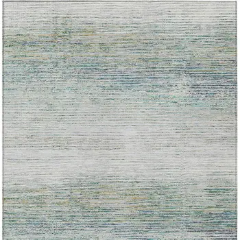 10' X 14' Linen Striped Washable Indoor Outdoor Area Rug