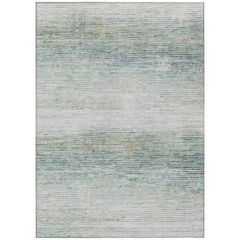 10' X 14' Linen Striped Washable Indoor Outdoor Area Rug